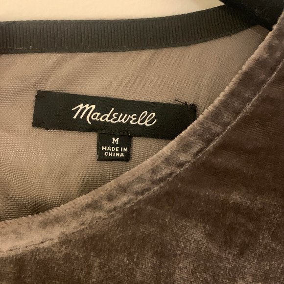 Madewell Silver Velvet Top w/ Black Ribbon Tie - Picture 7 of 7